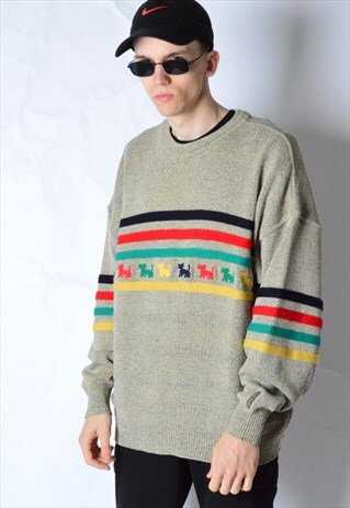 CARLO COLUCCI VINTAGE 90S EMBROIDERED DOG JUMPER
