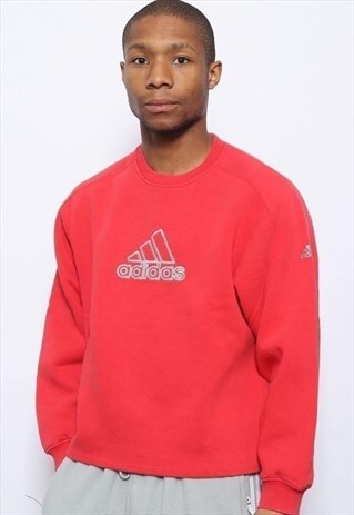 VINTAGE ADIDAS CHEST LOGO SWEATSHIRT RED