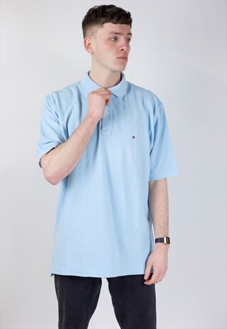 VINTAGE TOMMY HILFIGER BABY BLUE POLO SHIRT
