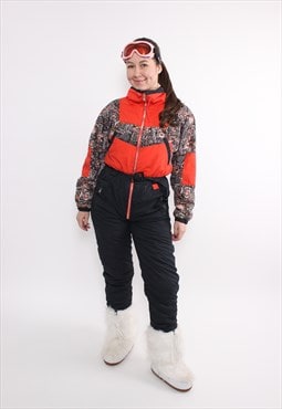 90s One piece ski suit, vintage black snow suit for women