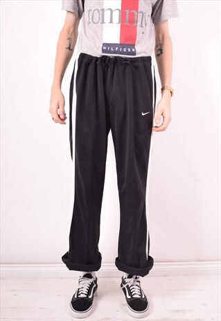 NIKE MENS VINTAGE TRACKSUIT TROUSERS XL BLACK 90S