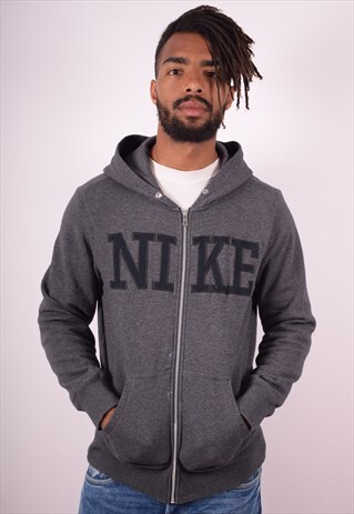 NIKE MENS VINTAGE HOODIE JACKET MEDIUM GREY 90S