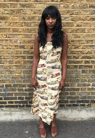 VINTAGE CAR PRINT DRESS