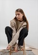 VINTAGE 90S MINIMAL BROWN SLOUCHY CHUNKY KNIT JUMPER WOMEN 