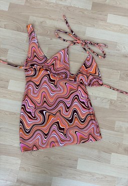 Pink/ orange swirl dress set