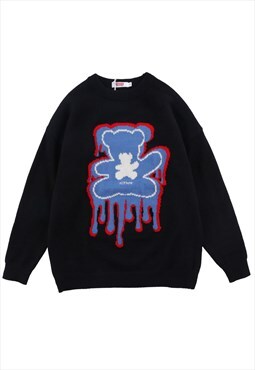 Miillow Bear pattern all-match knitted sweater