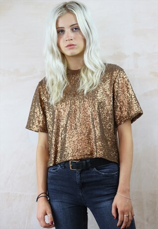 BOX TOP IN BUTTERSCOTCH SEQUINS