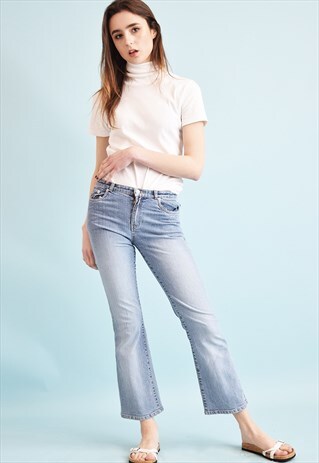 Y2K RETRO STONEWASH LOW WAIST FLARE DENIM JEANS