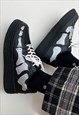 BONE PATCH SNEAKERS SKELETON TRAINERS IN BLACK WHITE