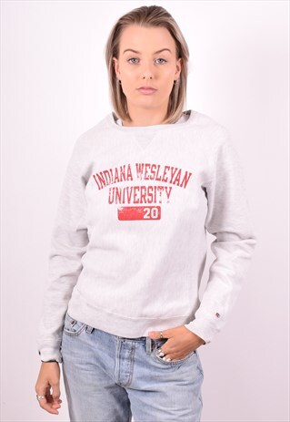 CHAMPION WOMENS VINTAGE SWEATSHIRT JUMPER SMALL GREY 90'S