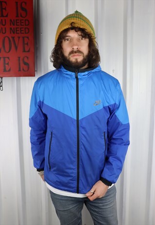 VINTAGE 90'S NIKE OVERSIZED HOODED WIND BREAKER MEDIUM