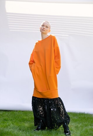 JUMPER DRESS IN ORANGE, OVERSIZED JUMPER, SWATER DRESS