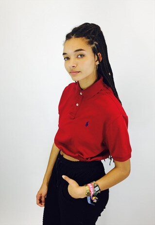 RALPH LAUREN REWORK CROPPED RED POLO