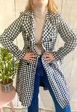Vintage Gingham Checked 90's Belted Trench Coat
