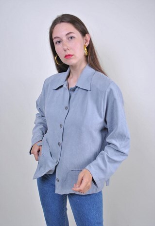 90S VINTAGE GRAY EVENING SUIT MINIMALIST BLAZER, SIZE M