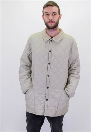 VINTAGE BARBOUR QUILTED JACKET IN WHITE XL