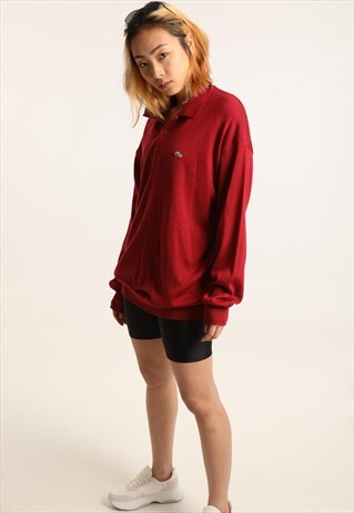 VINTAGE LACOSTE EMBROIDERED LOGO BUTTON UP SWEATSHIRT
