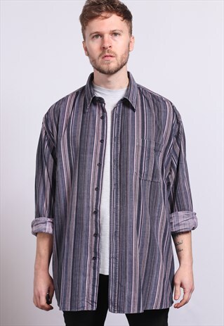 VINTAGE CORDUROY CORD STRIPED SHIRT