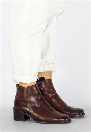 VINTAGE LEATHER BLOCK HEEL DOCKLAND BOOTS