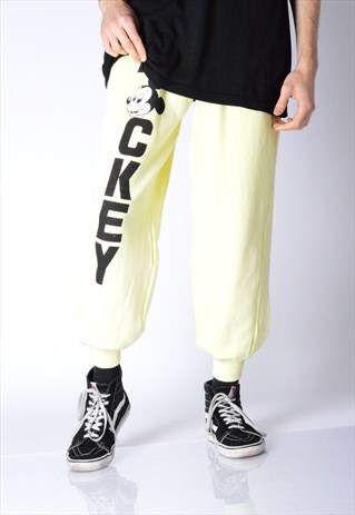 VINTAGE 80S UNISEX PATEL YELLOW MICKEY MOUSE SWEATPANTS