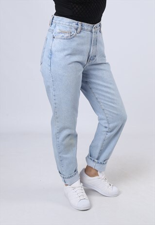 CALVIN KLEIN DENIM JEANS HIGH WAISTED TAPERED LEG UK 12 CKCF