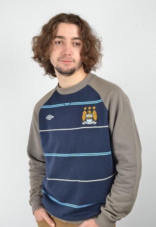 VINTAGE UMBRO MANCHESTER CITY SWEATSHIRT JUMPER IN BLUE