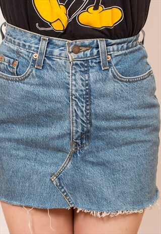VINTAGE 1970'S LEVI'S REWORKED DENIM MINI SKIRT