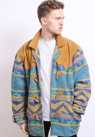 VINTAGE AZTEC FLEECE LINED JACKET