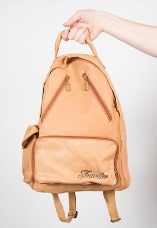 90'S TAN LEATHER RUCKSACK BACKPACK