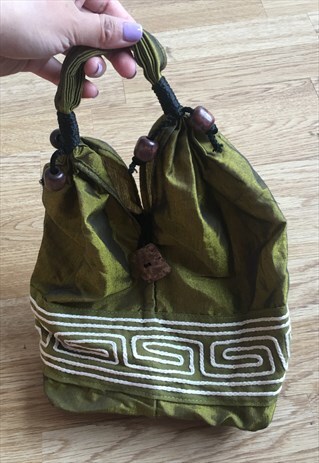 GREEN KHAKI COTTON MINI BAG