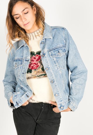 VINTAGE 80S TOMMY HILFIGER DENIM JACKET / R1224