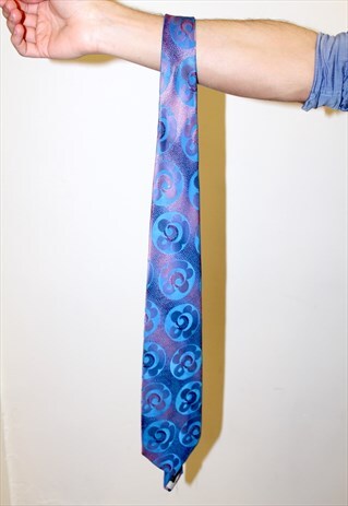 70'S VINTAGE BLUE RETRO PINK KITSCH FLORAL WORK TIE
