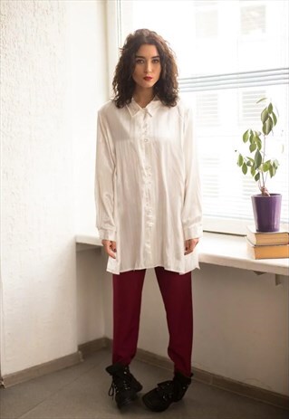 VINTAGE 80'S WHITE BUTTON UP SHIRT
