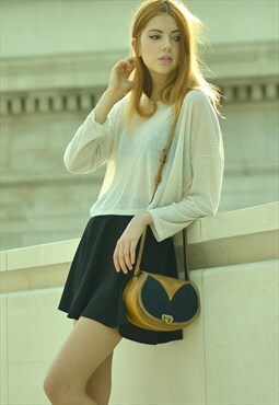 ROSIE NAVY - Unique Cloth and Leather Handbag