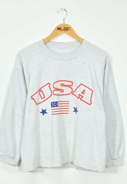 Vintage Women's USA Sweatshirt Grey Medium