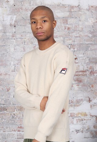 VINTAGE FILA LOGO KNIT JUMPER CREAM