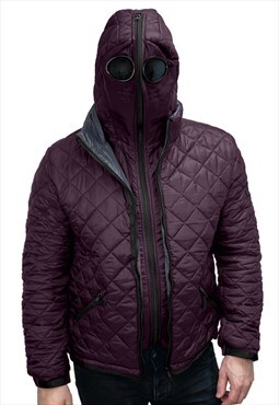  Mens Burgundy Transform Quilted JKT Goggle Hooded 2in1 Coat