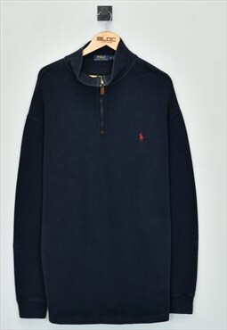 Vintage  Ralph Lauren Quarter Zip Sweatshirt Blue XXXLarge