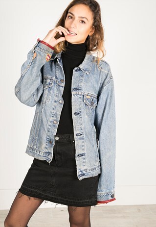 VINTAGE 80S LEVI'S PATCHED DENIM JACKET / R0936