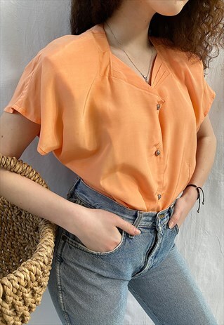 VINTAGE 80S PEACHY PEACHY LUXE MINIMALIST BLOUSE TOP PASTEL