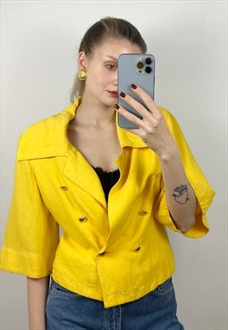 Designer Yellow Linen Blend Blazer