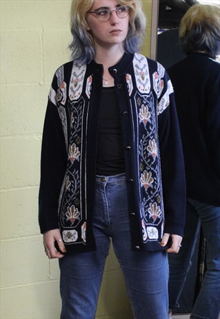 VINTAGE 90'S FLORAL PATTERN GRANNY CARDIGAN SIZE S/M
