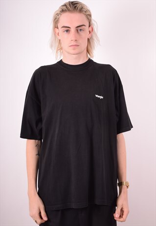 WRANGLER MENS VINTAGE T-SHIRT TOP LARGE BLACK 90S