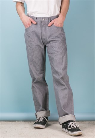 VINTAGE LEVI 501 GREY STRAIGHT LEG JEANS 90S