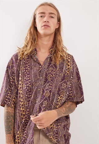 VINTAGE PATTERNED FESTIVAL SHORT SLEEVE SHIRT
