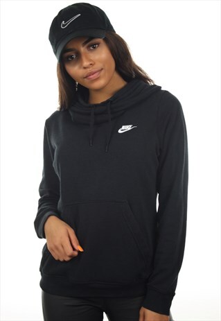 VINTAGE NIKE SMALL LOGO SNOOD NECK HOODIE SWEATSHIRT