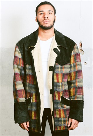 VINTAGE PLAID SHERPA COAT