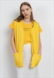 Vintage Y2k Relaxed Boxy Fit Zip Up Vest in Yellow M