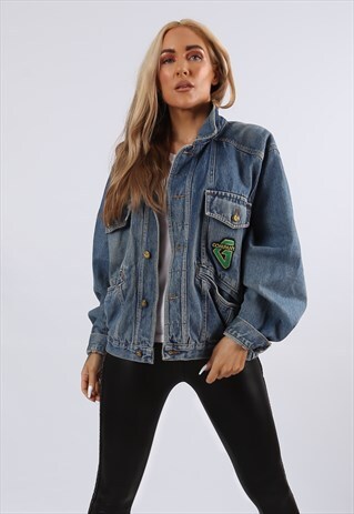 Y2K USA G COMPANY DENIM JACKET OVERSIZED 12 14 M L (J5AC)