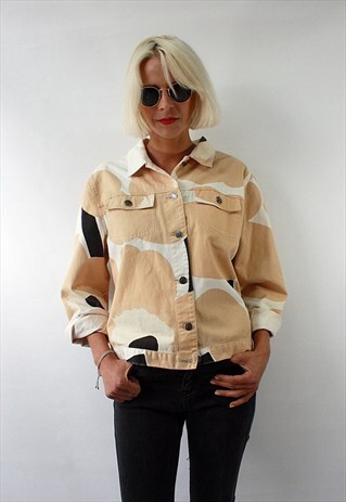 VINTAGE 90' BEAUTIFUL AMAZING CAMO BEIGE DENIM JACKET